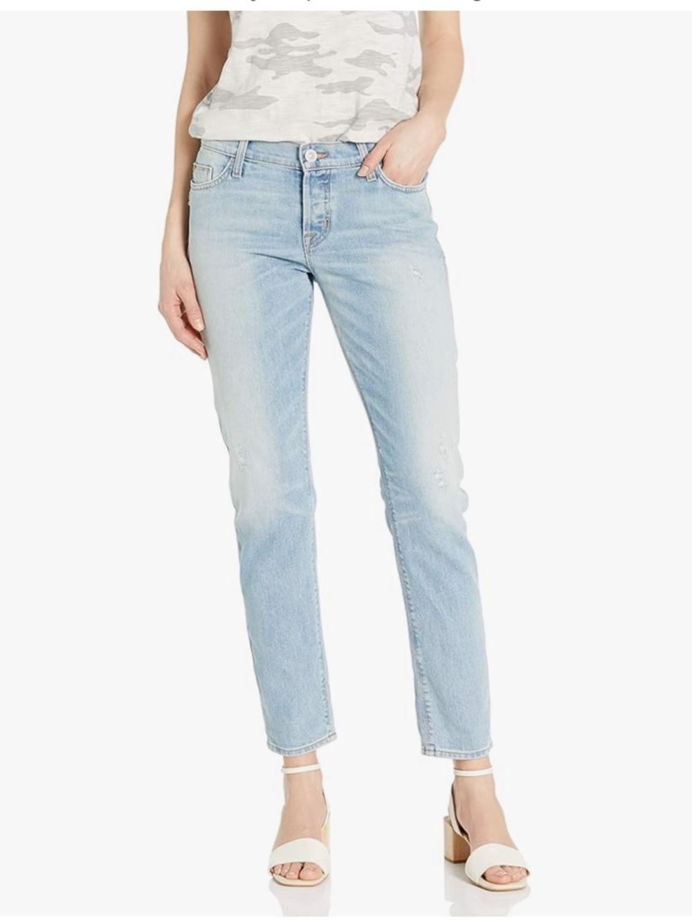 451 Hudson Riley Crop Relaxed Straight Jeans 27 Light Wash Made in USA Mid Rise